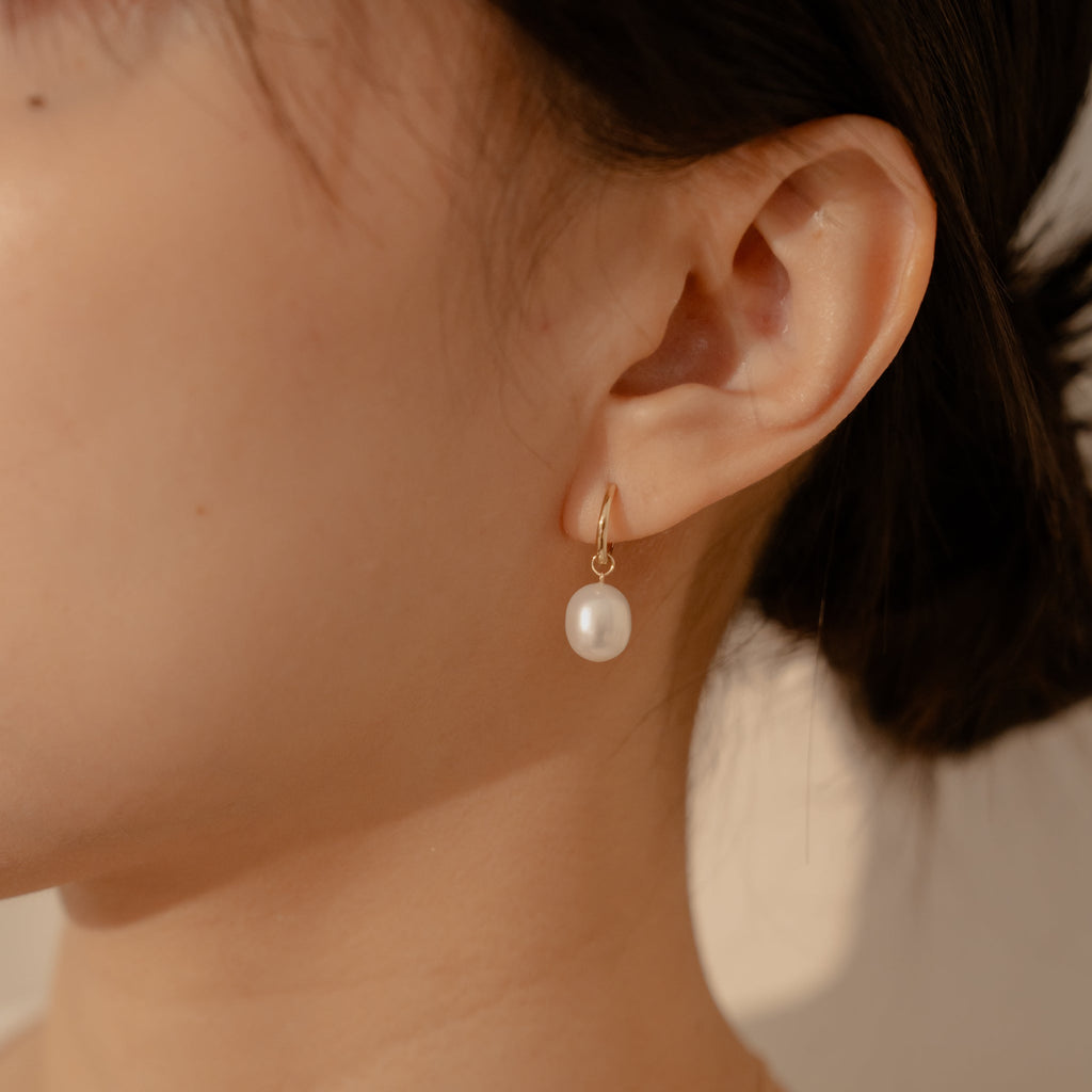 Pearl Drop Hoops