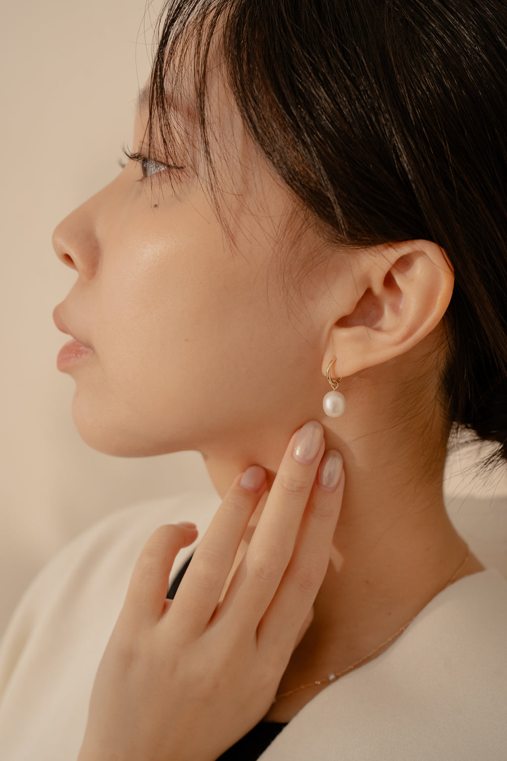 Pearl Drop Hoops