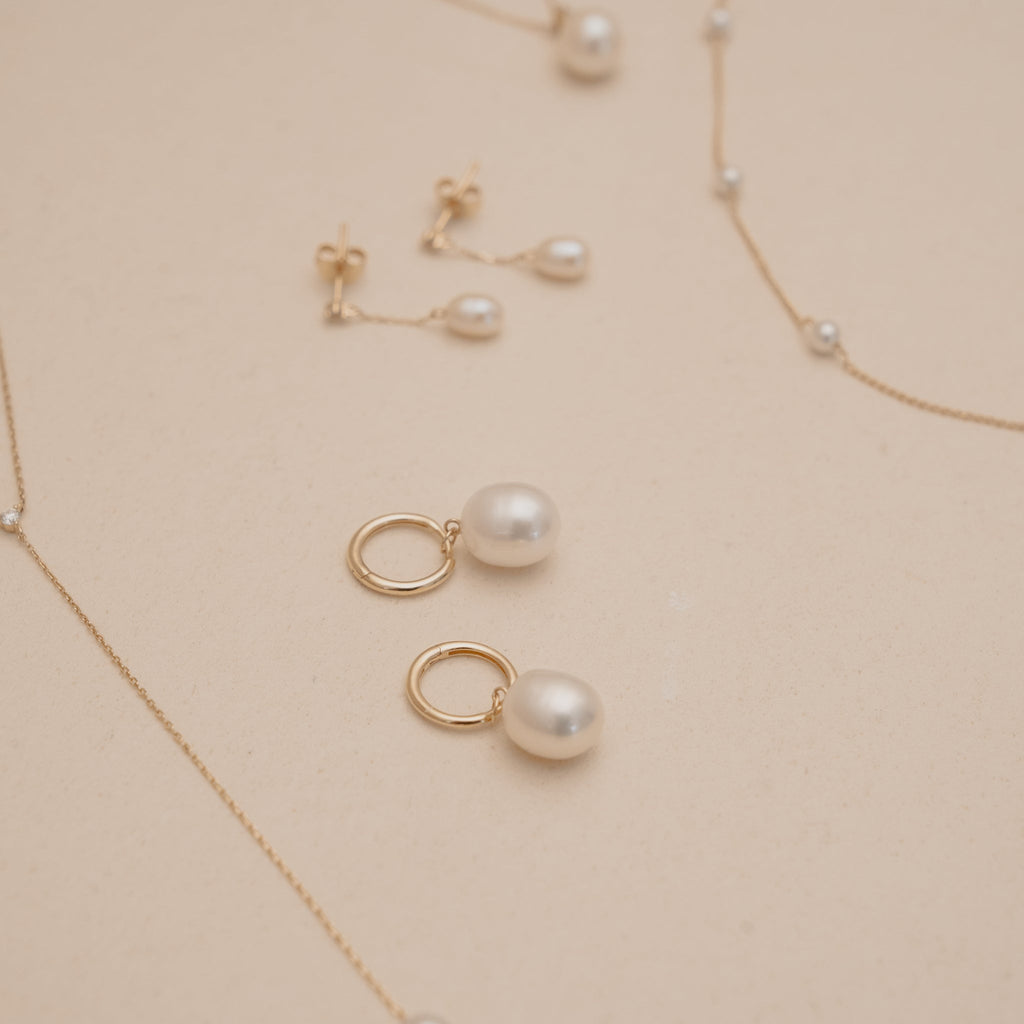 Pearl Drop Hoops