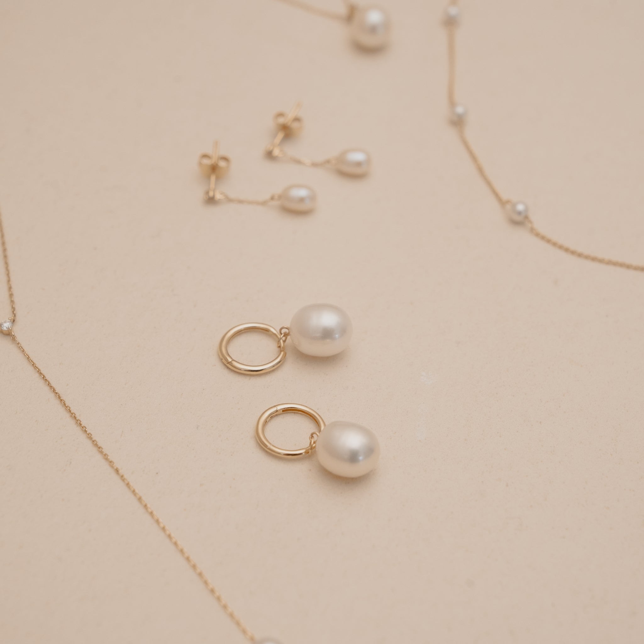 Pearl Drop Hoops